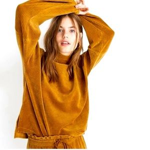 Madewell Texture & Thread Velour Corduroy Mockneck Top